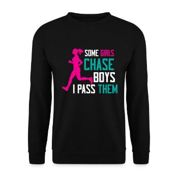 Runner Girls Running Cross Country Track Marathon - Unisex Pullover - Schwarz - Vorne - Alina (178cm) & Michal (187cm)