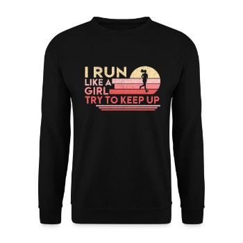 Runner Girls Running Cross Country Track Marathon - Unisex Pullover - Schwarz - Vorne - Alina (178cm) & Michal (187cm)
