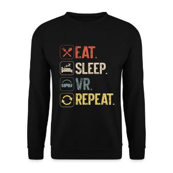 Virtual Reality VR Gamer Funnz - Unisex Pullover - Schwarz - Vorne - Alina (178cm) & Michal (187cm)