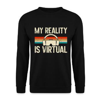 Virtual Reality VR Gamer Funnz - Unisex Pullover - Schwarz - Vorne - Alina (178cm) & Michal (187cm)
