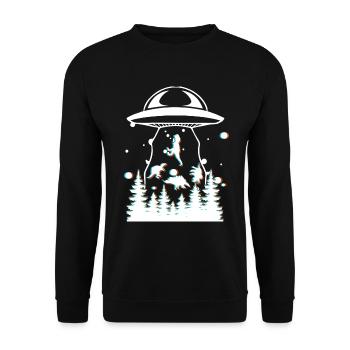 Alien Dinosaur UFO Abduction - Unisex Sweatshirt - black - Front - Alina (178cm) & Michal (187cm)