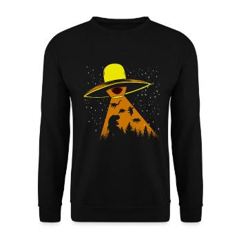 Alien Dinosaur UFO Abduction - Unisex Sweatshirt - black - Front - Alina (178cm) & Michal (187cm)