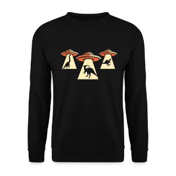 Alien Dinosaur UFO Abduction - Unisex Sweatshirt - black - Front - Alina (178cm) & Michal (187cm)