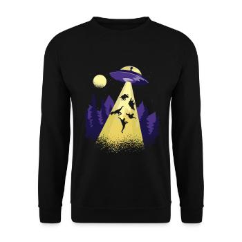Alien Dinosaur UFO Abduction - Unisex Sweatshirt - black - Front - Alina (178cm) & Michal (187cm)