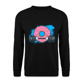 Donut PowerLifting Workout -Weightlifter - Unisex Sweatshirt - black - Front - Alina (178cm) & Michal (187cm)