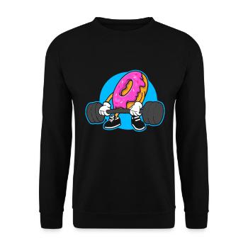 Donut PowerLifting Workout -Weightlifter - Unisex Sweatshirt - black - Front - Alina (178cm) & Michal (187cm)