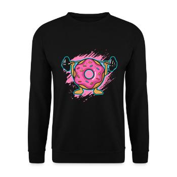Donut PowerLifting Workout -Weightlifter - Unisex Sweatshirt - black - Front - Alina (178cm) & Michal (187cm)