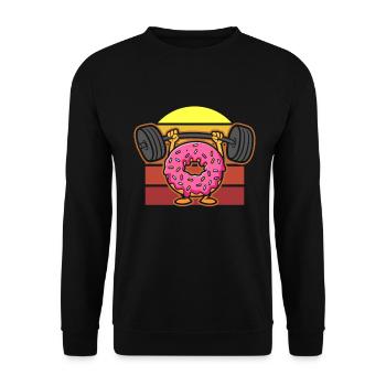 Donut PowerLifting Workout -Weightlifter - Unisex Sweatshirt - black - Front - Alina (178cm) & Michal (187cm)