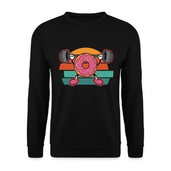 Donut PowerLifting Workout -Weightlifter - Unisex Sweatshirt - black - Front - Alina (178cm) & Michal (187cm)