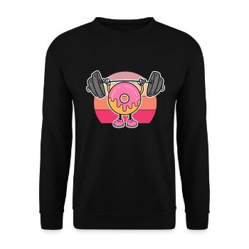 Donut PowerLifting Workout -Weightlifter - Unisex Sweatshirt - black - Front - Alina (178cm) & Michal (187cm)