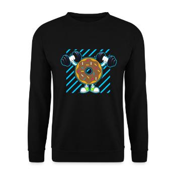 Donut PowerLifting Workout -Weightlifter - Unisex Sweatshirt - black - Front - Alina (178cm) & Michal (187cm)