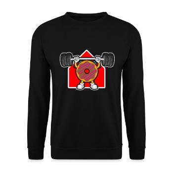 Donut PowerLifting Workout -Weightlifter - Unisex Sweatshirt - black - Front - Alina (178cm) & Michal (187cm)