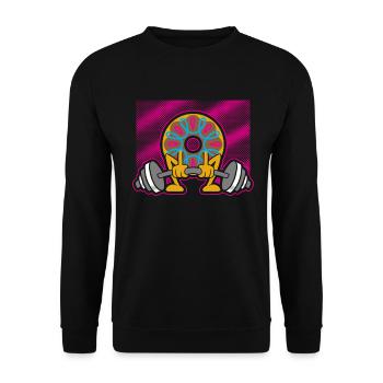 Donut PowerLifting Workout -Weightlifter - Unisex Sweatshirt - black - Front - Alina (178cm) & Michal (187cm)