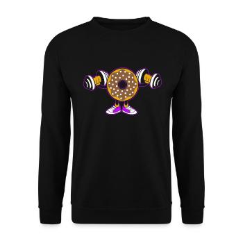 Donut PowerLifting Workout -Weightlifter - Unisex Sweatshirt - black - Front - Alina (178cm) & Michal (187cm)