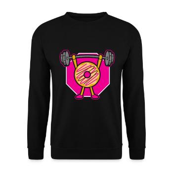 Donut PowerLifting Workout -Weightlifter - Unisex Sweatshirt - black - Front - Alina (178cm) & Michal (187cm)