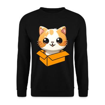 Katze In Box Retro Süße Katzenliebhaber Lustig - Unisex Pullover - Schwarz - Vorne - Alina (178cm) & Michal (187cm)