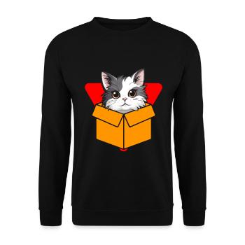 Katze In Box Retro Süße Katzenliebhaber Lustig - Unisex Pullover - Schwarz - Vorne - Alina (178cm) & Michal (187cm)