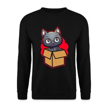 Katze In Box Retro Süße Katzenliebhaber Lustig - Unisex Pullover - Schwarz - Vorne - Alina (178cm) & Michal (187cm)