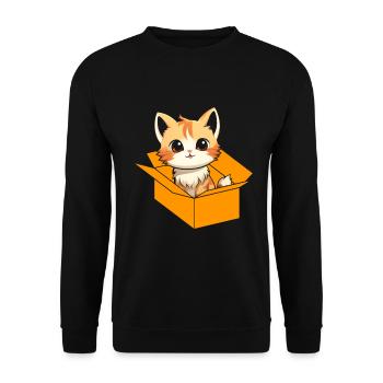 Katze In Box Retro Süße Katzenliebhaber Lustig - Unisex Pullover - Schwarz - Vorne - Alina (178cm) & Michal (187cm)