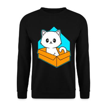 Katze In Box Retro Süße Katzenliebhaber Lustig - Unisex Pullover - Schwarz - Vorne - Alina (178cm) & Michal (187cm)