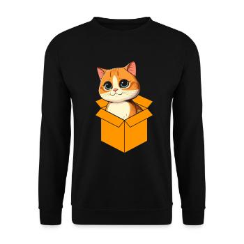 Katze In Box Retro Süße Katzenliebhaber Lustig - Unisex Pullover - Schwarz - Vorne - Alina (178cm) & Michal (187cm)