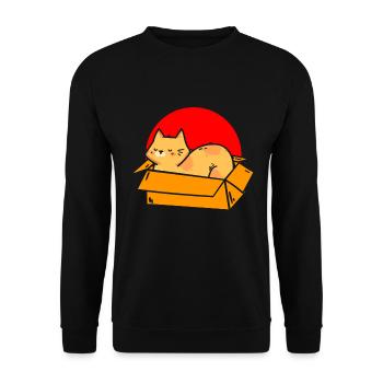 Katze In Box Retro Süße Katzenliebhaber Lustig - Unisex Pullover - Schwarz - Vorne - Alina (178cm) & Michal (187cm)