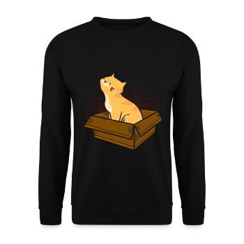 Katze In Box Retro Süße Katzenliebhaber Lustig - Unisex Pullover - Schwarz - Vorne - Alina (178cm) & Michal (187cm)