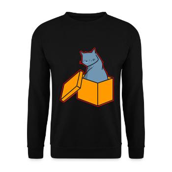 Katze In Box Retro Süße Katzenliebhaber Lustig - Unisex Pullover - Schwarz - Vorne - Alina (178cm) & Michal (187cm)