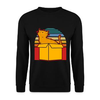 Katze In Box Retro Süße Katzenliebhaber Lustig - Unisex Pullover - Schwarz - Vorne - Alina (178cm) & Michal (187cm)