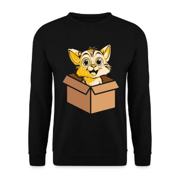 Katze In Box Retro Süße Katzenliebhaber Lustig - Unisex Pullover - Schwarz - Vorne - Alina (178cm) & Michal (187cm)