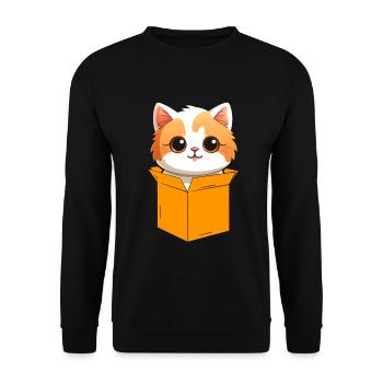 Katze In Box Retro Süße Katzenliebhaber Lustig - Unisex Pullover - Schwarz - Vorne - Alina (178cm) & Michal (187cm)