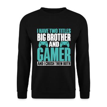 Big Brother Video Gamer New Brother Gaming - Sweat-shirt Unisexe - noir - Devant - Alina (178cm) & Michal (187cm)