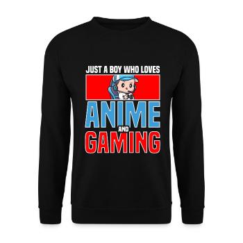 Anime Gaming Otaku Manga Kawaii Japan - Unisex Sweatshirt - black - Front - Alina (178cm) & Michal (187cm)