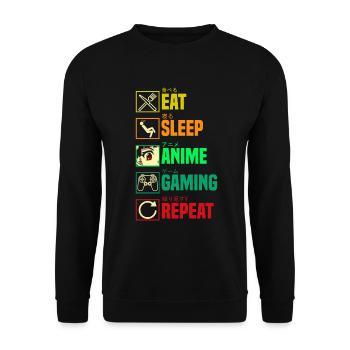 Anime Gaming Otaku Manga Kawaii Japan - Unisex Sweatshirt - black - Front - Alina (178cm) & Michal (187cm)