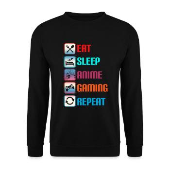Anime Gaming Otaku Manga Kawaii Japan - Unisex Sweatshirt - black - Front - Alina (178cm) & Michal (187cm)