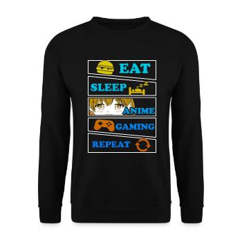 Anime Gaming Otaku Manga Kawaii Japan - Unisex Sweatshirt - black - Front - Alina (178cm) & Michal (187cm)