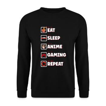 Anime Gaming Otaku Manga Kawaii Japan - Unisex Sweatshirt - black - Front - Alina (178cm) & Michal (187cm)