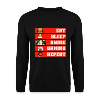 Anime Gaming Otaku Manga Kawaii Japan - Unisex Sweatshirt - black - Front - Alina (178cm) & Michal (187cm)