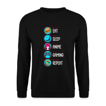 Anime Gaming Otaku Manga Kawaii Japan - Unisex Sweatshirt - black - Front - Alina (178cm) & Michal (187cm)