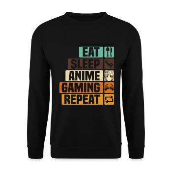 Anime Gaming Otaku Manga Kawaii Japan - Unisex Sweatshirt - black - Front - Alina (178cm) & Michal (187cm)