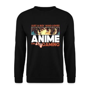 Anime Gaming Otaku Manga Kawaii Japan - Unisex Sweatshirt - black - Front - Alina (178cm) & Michal (187cm)