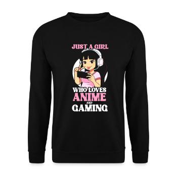Anime Gaming Otaku Manga Kawaii Japan - Unisex Sweatshirt - black - Front - Alina (178cm) & Michal (187cm)