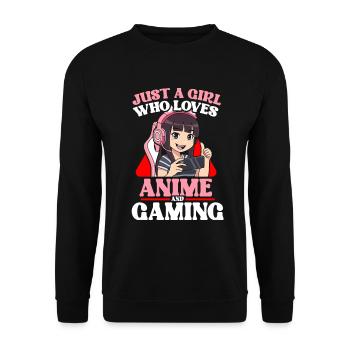 Anime Gaming Otaku Manga Kawaii Japan - Unisex Sweatshirt - black - Front - Alina (178cm) & Michal (187cm)