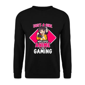 Anime Gaming Otaku Manga Kawaii Japan - Unisex Sweatshirt - black - Front - Alina (178cm) & Michal (187cm)
