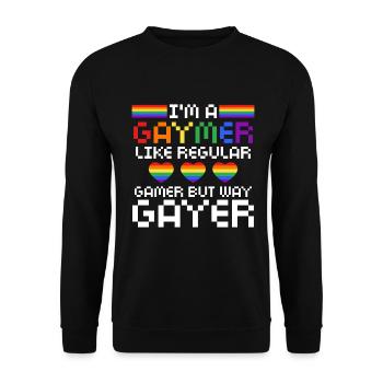 Gaymer LGBT Pride Rainbow Gamer Video Games - Unisex Pullover - Schwarz - Vorne - Alina (178cm) & Michal (187cm)