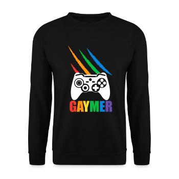 Gaymer LGBT Pride Rainbow Gamer Video Games - Unisex Pullover - Schwarz - Vorne - Alina (178cm) & Michal (187cm)