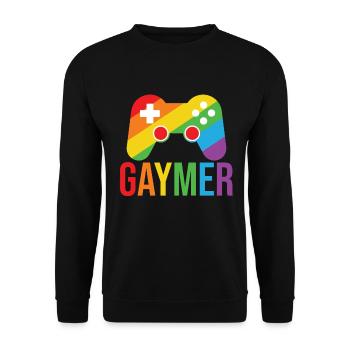 Gaymer LGBT Pride Rainbow Gamer Video Games - Unisex Pullover - Schwarz - Vorne - Alina (178cm) & Michal (187cm)