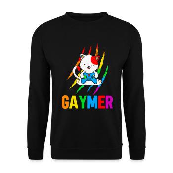 Gaymer LGBT Pride Rainbow Gamer Video Games - Unisex Pullover - Schwarz - Vorne - Alina (178cm) & Michal (187cm)