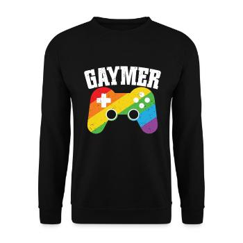 Gaymer LGBT Pride Rainbow Gamer Video Games - Unisex Pullover - Schwarz - Vorne - Alina (178cm) & Michal (187cm)