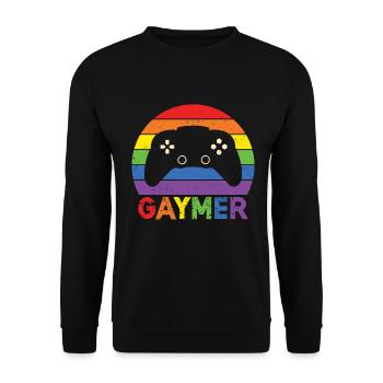 Gaymer LGBT Pride Rainbow Gamer Video Games - Unisex Pullover - Schwarz - Vorne - Alina (178cm) & Michal (187cm)